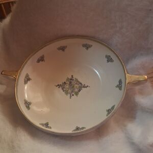 Noritake White Porcelain Handled Bowl with Floral Accents